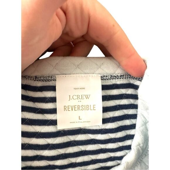 J.Crew Reversible Quilted Sweater – Light Blue & Stripe, Size Large, NWT - Picture 6 of 8